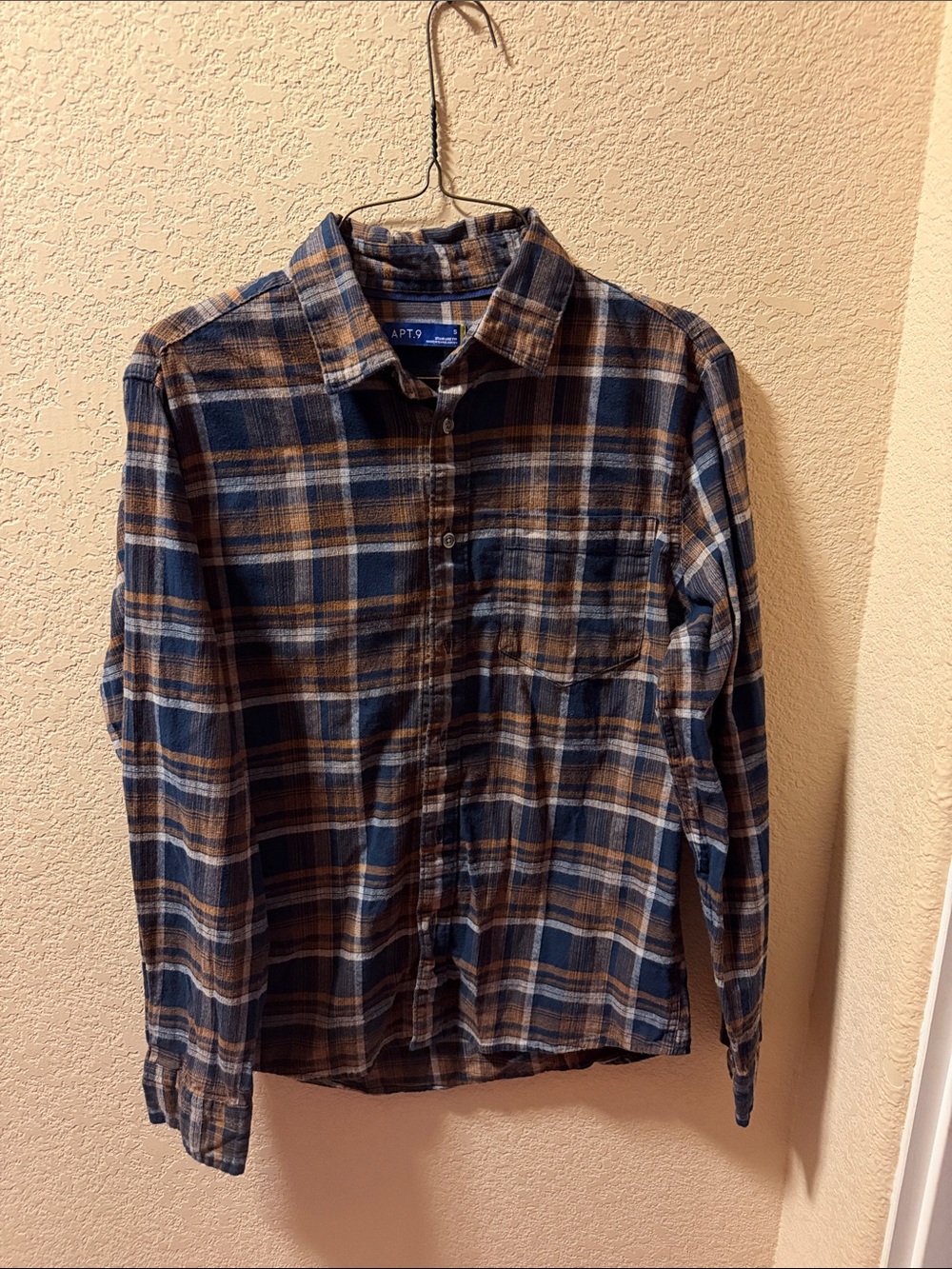 Apt. 9 Blue and Brown Plaid Button-Down Shirt